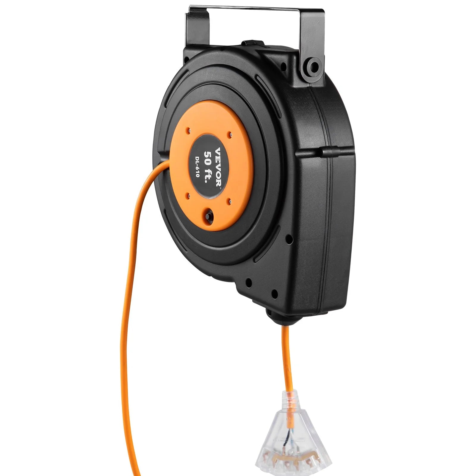 VEVOR 50Ft Retractable Extension Cord Reel 14AWG/3CSJTOW Power Cord Reel